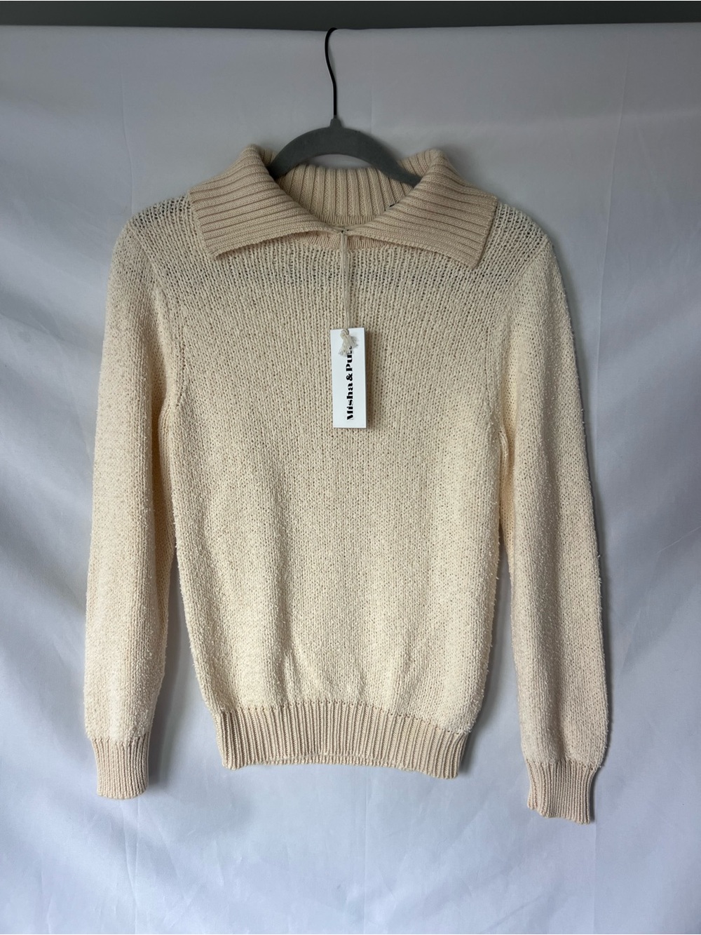 NWT Women’s MISHA & PUFF Cream Organic Cotton Pullover Knit Sweater